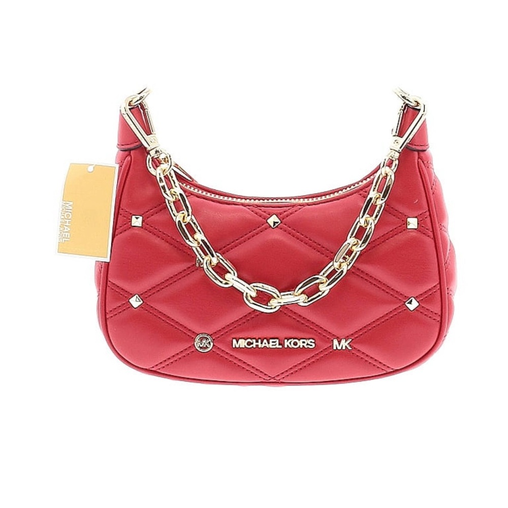 Michael Kors Red Quilted Shoulder Bag with Chain Strap